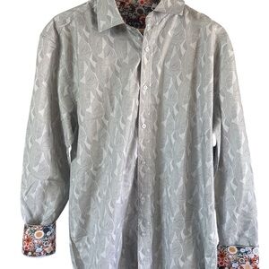 Sugar Men’s Geo Print Button Down Shirt with Contrast Cuffs Large